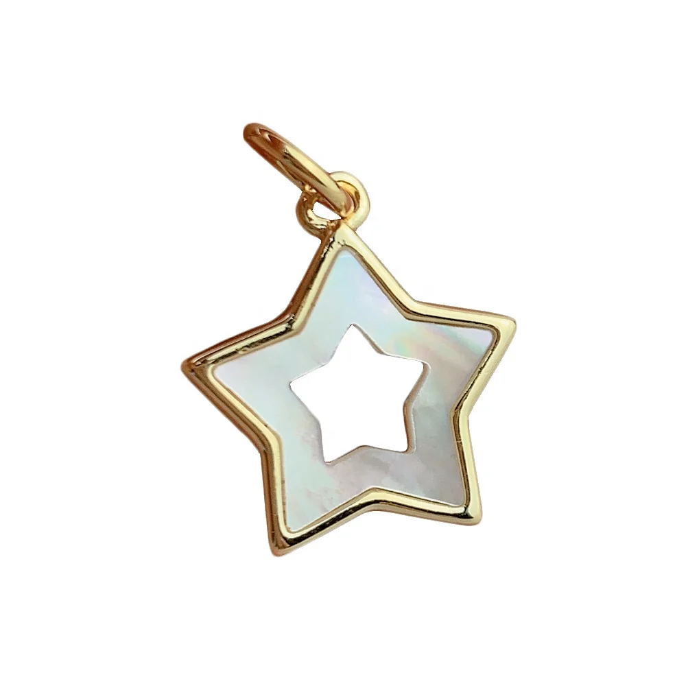 

Fashion Metal Mother of Pearl Shell Star Pendant Charms For Jewelry Making Necklace Bracelet