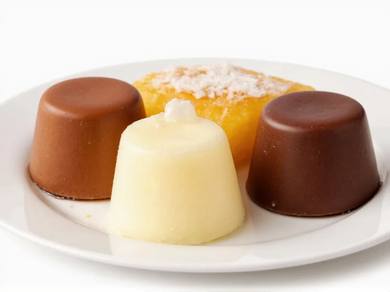 Three flan variations: coffee, coconut, and chocolate