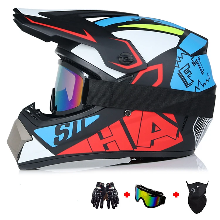 

Wholesale Custom Logo Colorful Retro Full Face Mountain Motorbike Helmet, As the picture shows