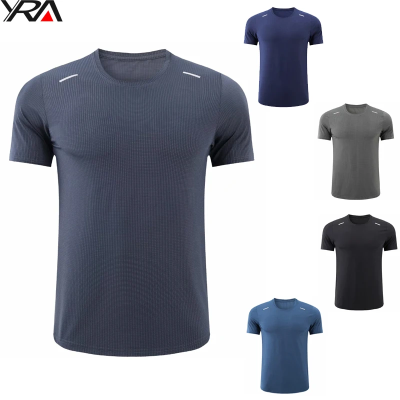 

2022 men custom reflective logo sports running active gym polyester t shirt fitness clothing apparel wear T shirt