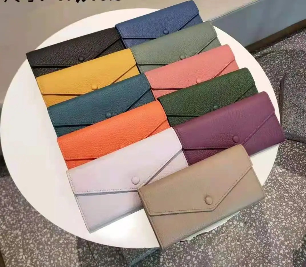 

Fashion designer simple fold envelope phone wallet money leather women long clutch purses