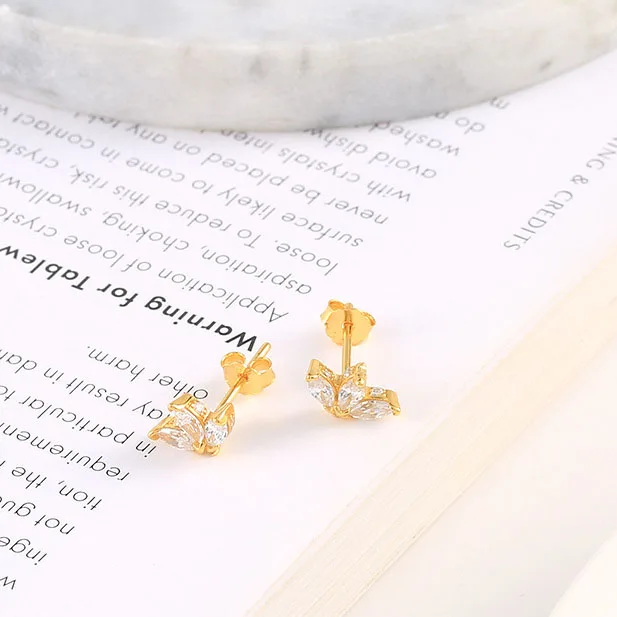 

Minimalist Design Earrings Zirconia Cubic Luxury Sterling Silver Stud Earring For Gifts Jewelry, Gold