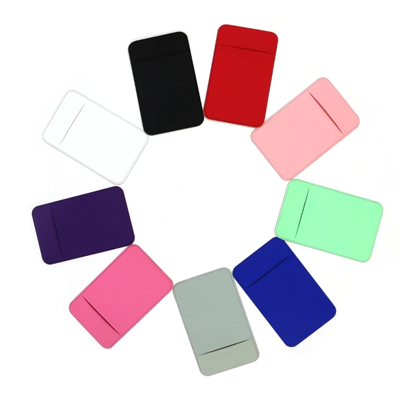 

3M Adhesive Cell Phone Card Case With Lid Elastic Lycra fabric Back Stick pocket Mobile Phone Card Holder