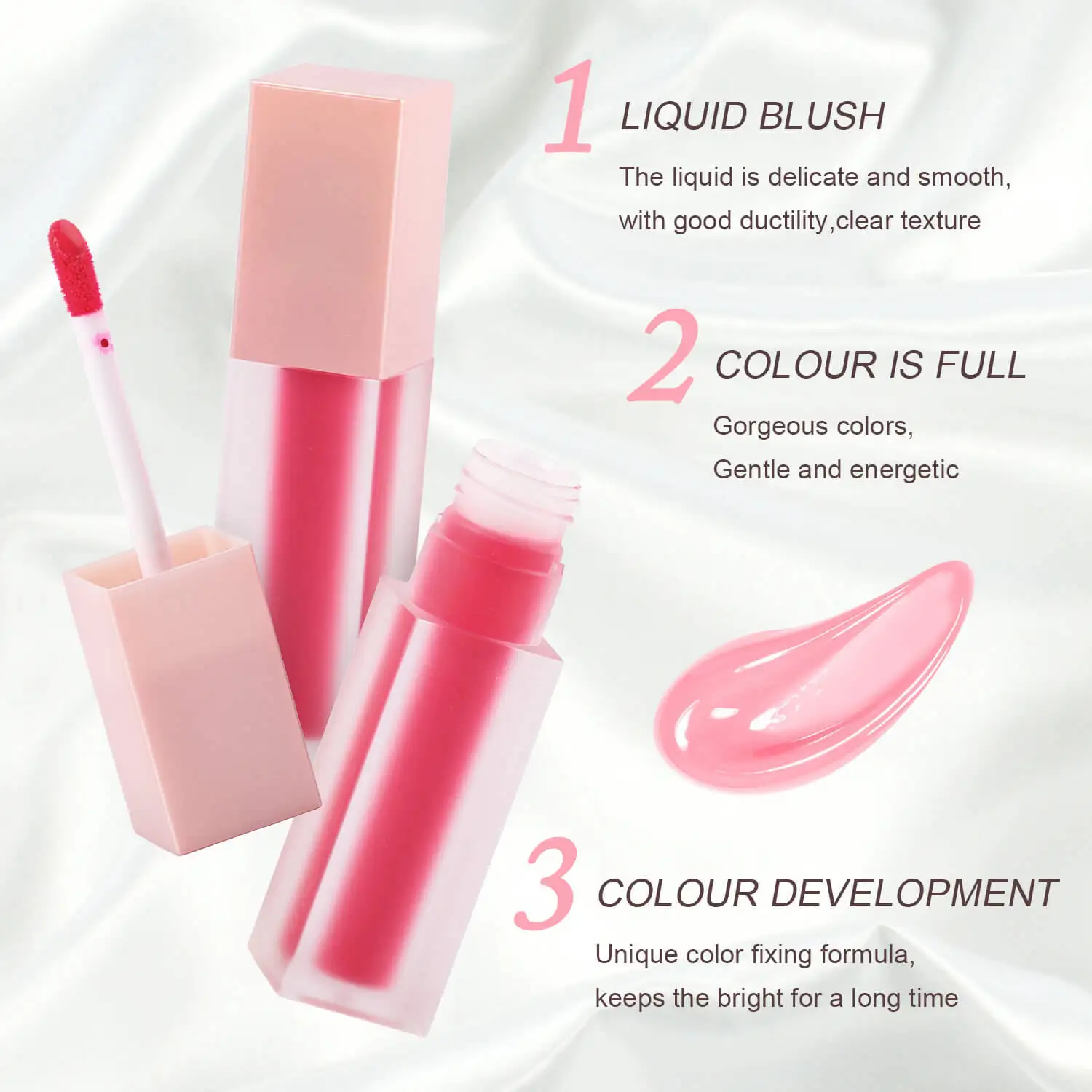 

Wholesale High Pigment Cruelty Free Custom Logo Makeup Pink Private Label Make Up Liquid Blush
