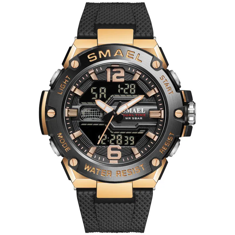 

SMAEL 2020 new model 8033 Dual time relojes hombre waterproof jam tangan sports digital wrist watches, 7 colors