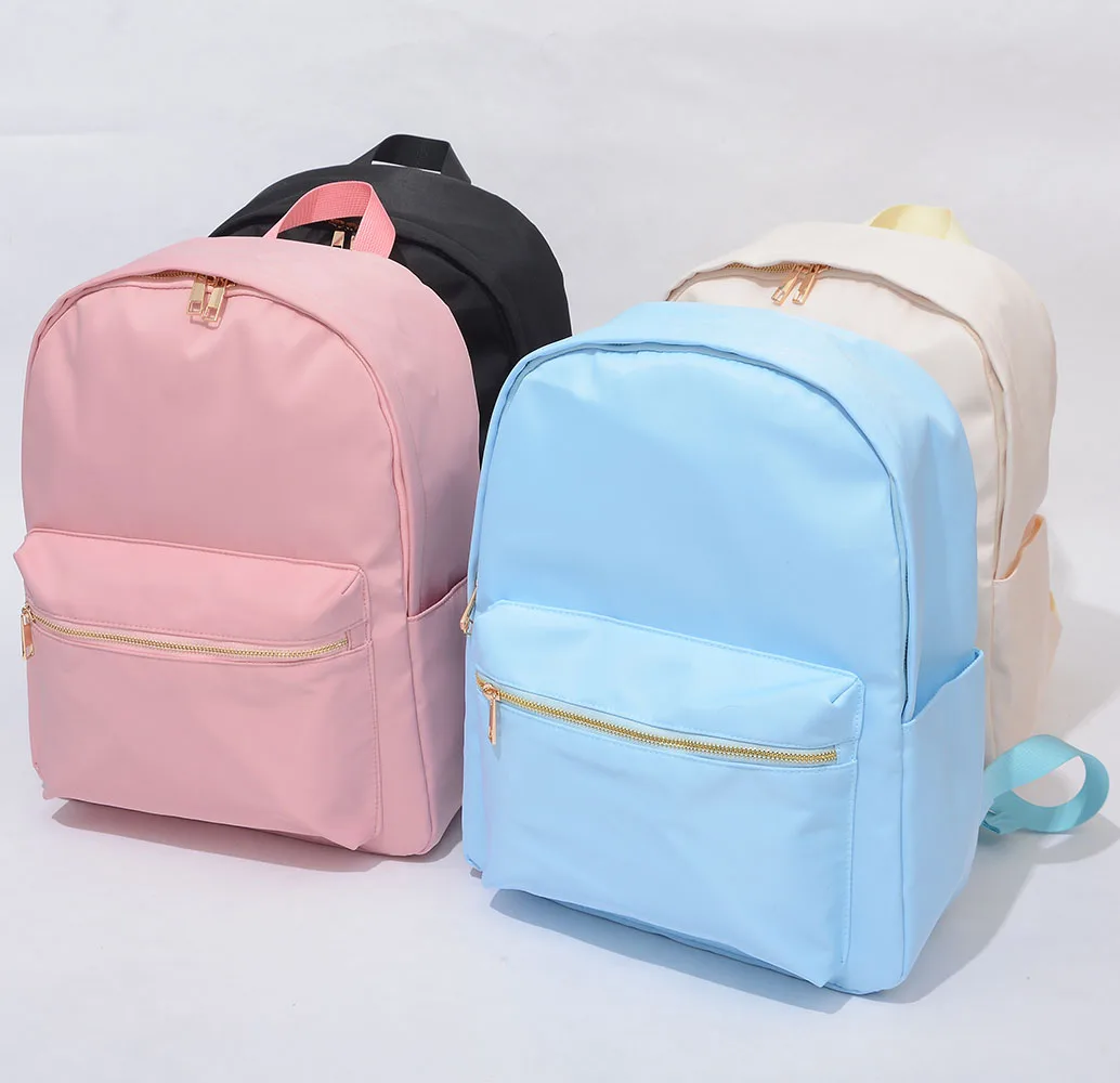

2021 stock large capacity customizable logo travel storage bag Macaron Candy Color New Light Pink nylon backpack, Can be customized