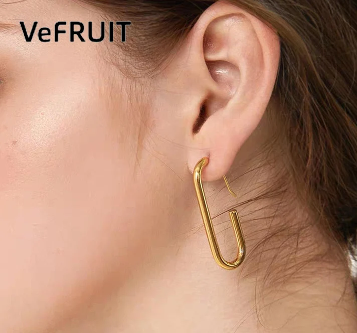 

Vefruit Long Clip Earrings Minimalist Earrings Costume 18k Gold Jewelry Accessories 2021 Brass Private Label Chic Fashion Ins, Golden