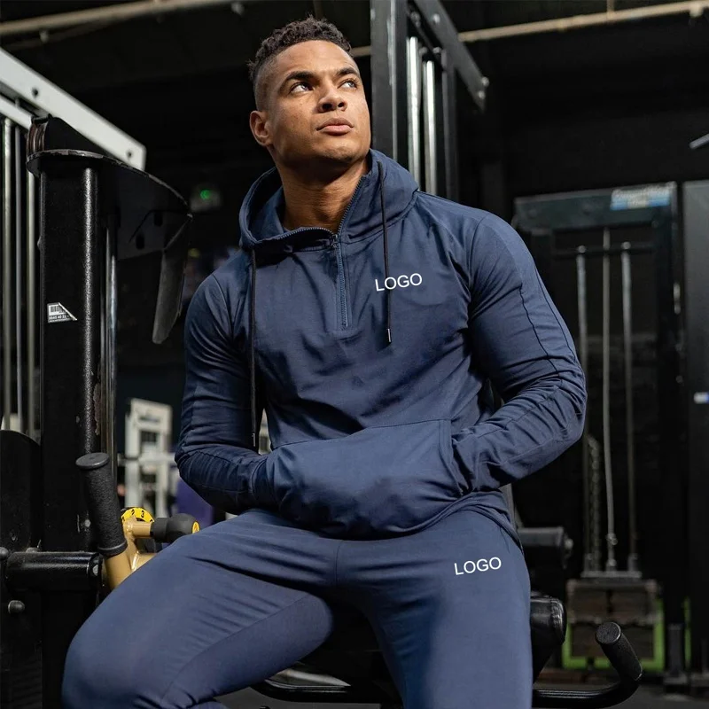 

Custom Logo Blank Pullover Mens Sweat suit with Hoodie Cotton Plain Slim Fit Jogging Track Suits Men Sports ActiveWear Wholesale