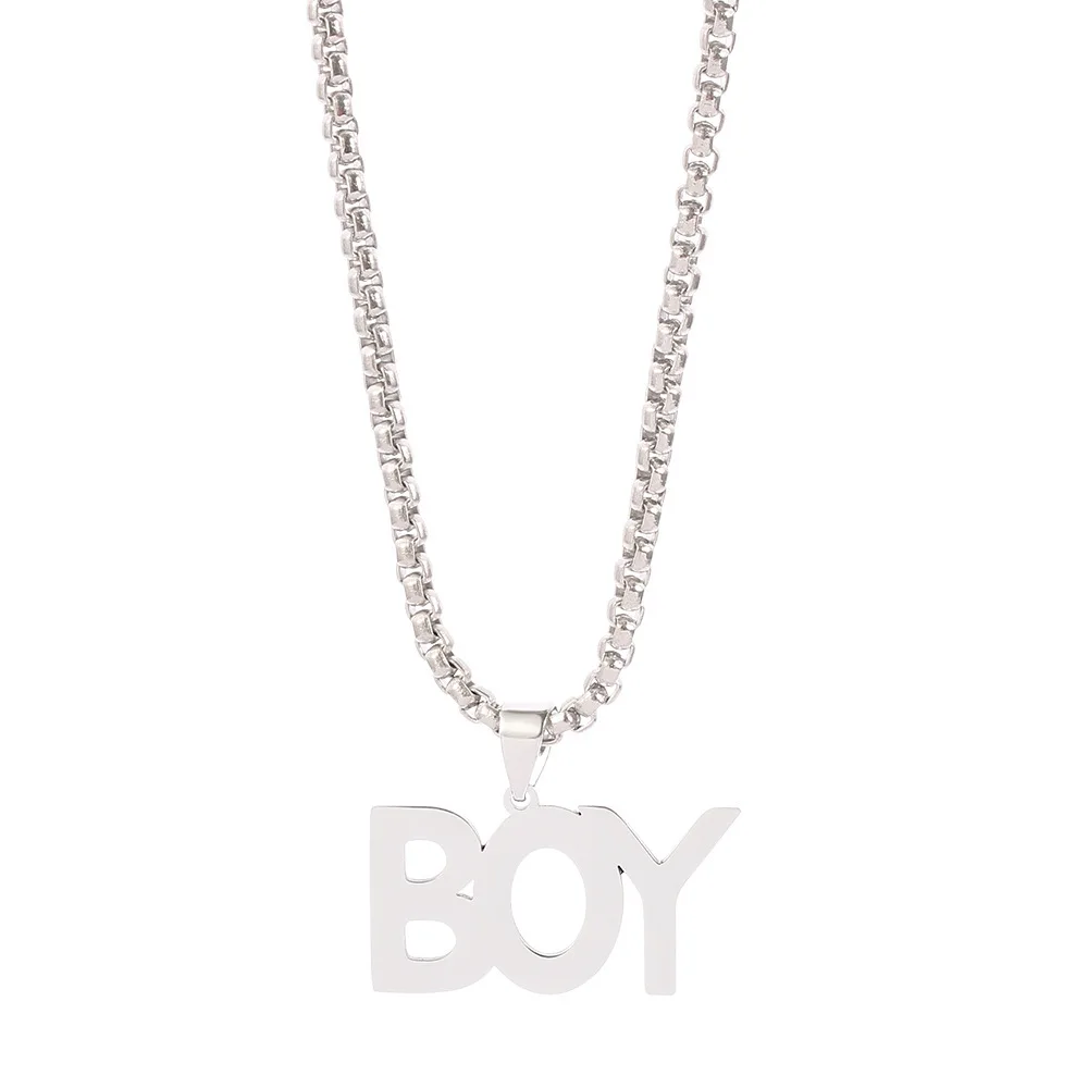 Qiuhan OEM Stainless Steel Pearl Chain Personalized Pendant Jewelry Gift Custom Name Necklace Men