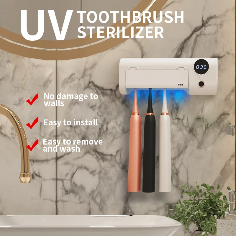 
2020 home intelligent LED wall mounted toothbrush holder for electric toothbrushes sterilize uv light USB toothbrush sterilizer 