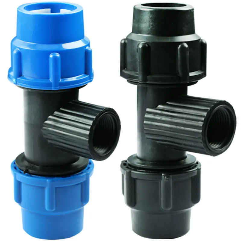 

PE Irrigation black blue plastic pe water pipe quick connect, inner wire tee quick connect plastic pipe fittings 20mm/25mm