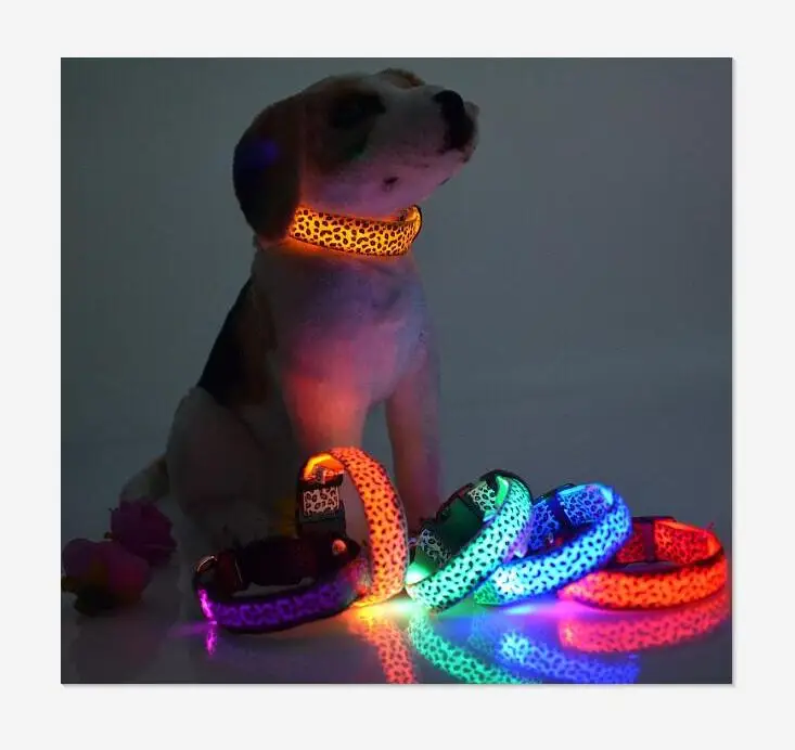 

LED luminous anti-lose flash collar manufacturer wholesale luminous leopard USB charging LED dog collar