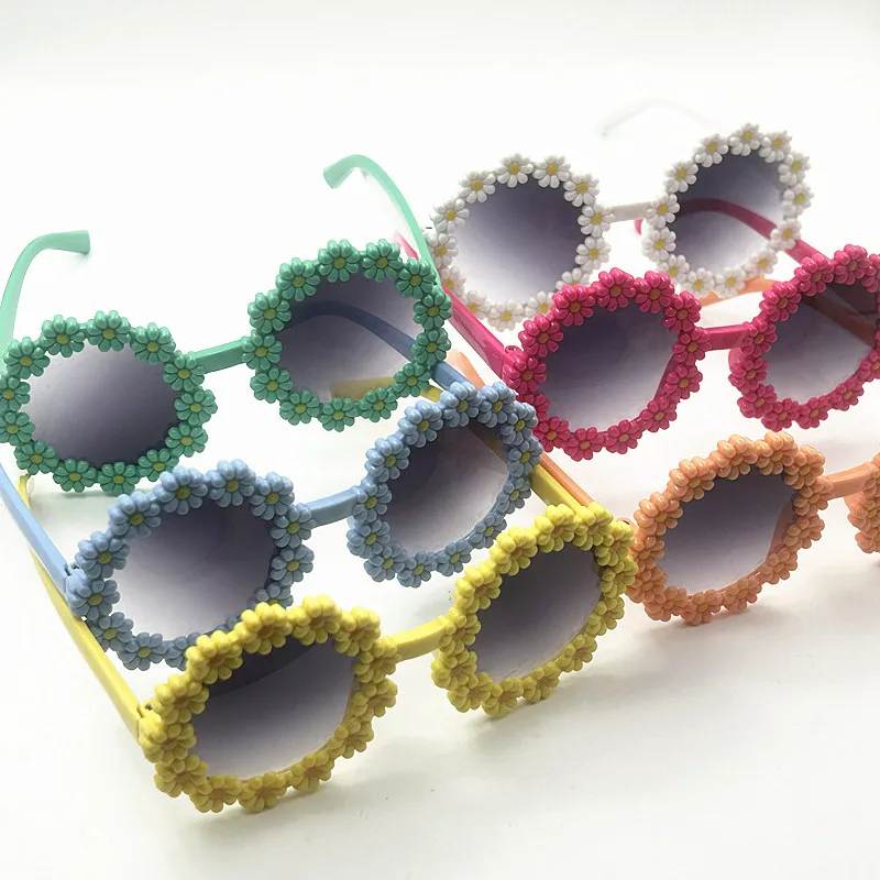 

Hot Selling Lovely Multi-Color Baby Sunglass Design Promotional Oem China Wholesale Flower Daisy Sunglasses Kids