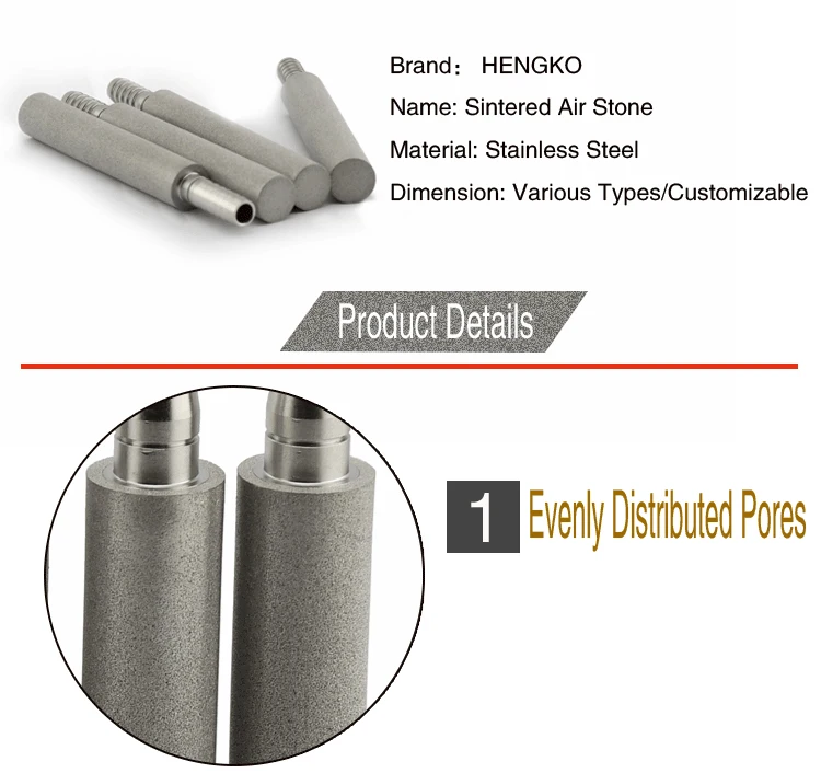 Medical Grade 30 40um 1/4'' Barb Ozone Diffuser Stainless Steel Micro