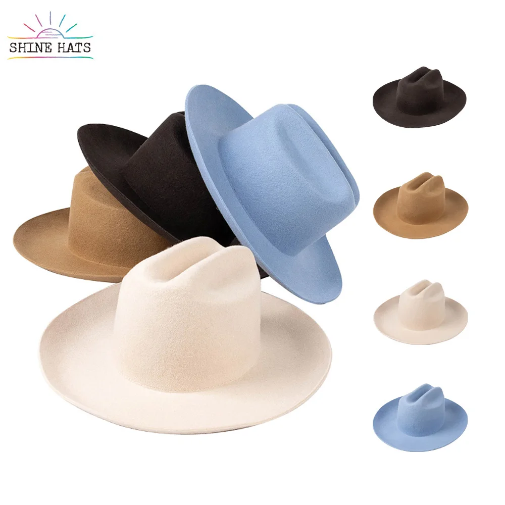 

Shinehats 2023 Retro Custom 100% Pure Wool Felt Cattleman Open Road Hat Felt Hat Fedora Hat Women Ladies Rancher Chapeau