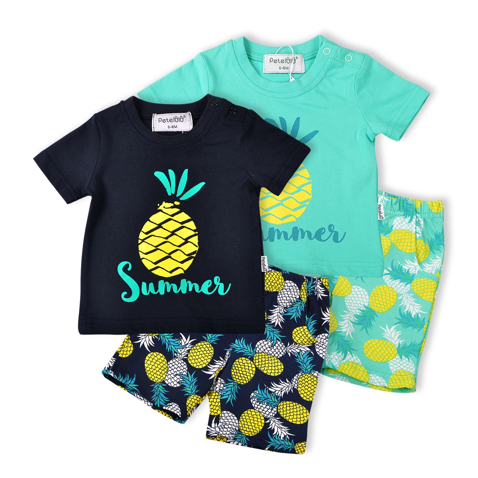 

High Quality Children's Short-sleeved T-shirt Cotton Boys And Girls Summer Suit Baby Short-sleeved Shorts Two-piece Suit, Colorful