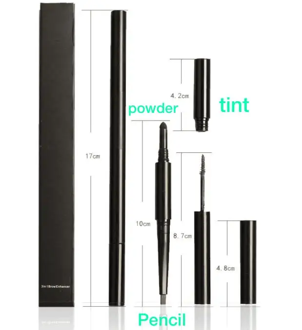 

Portable High Quality 3 In 1 Eye brow Powder Waterproof Long Lasting Eyebrow Pencil