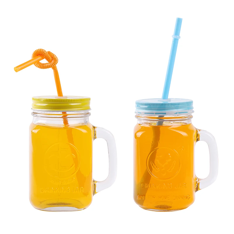 

Glass drinking Mason jar with straw and carving with straw, Clear/depend on you