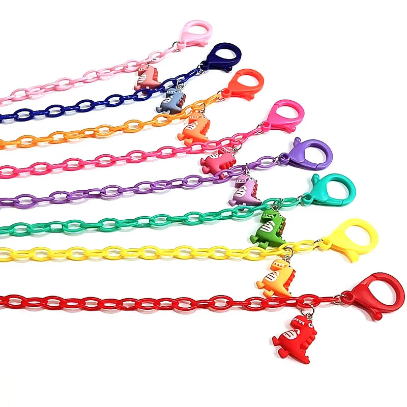 

Macaron Colour Animal Lovely Dinosaurs Face Masking Chain Multi Color Acrylic Chains Anti-slip Cord Rope Clip Strap