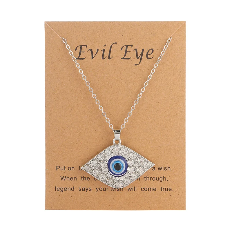 

26 Styles Blue Turkish Evil Eyes Necklace Fashion Creative Diamond Devils Eyes Silver Chain Necklace For Women With Card