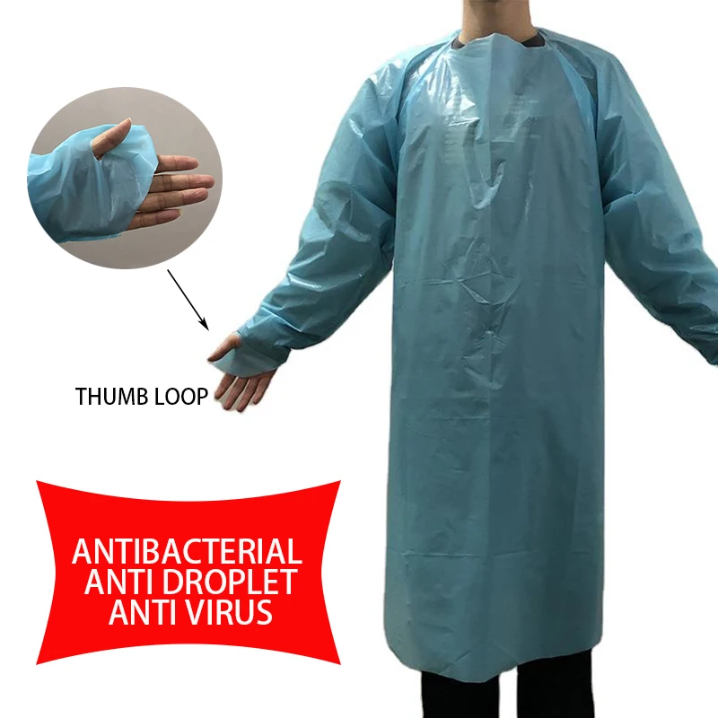 
Disposable CPE gowns disposable cpe plastic apron with thumb holes 