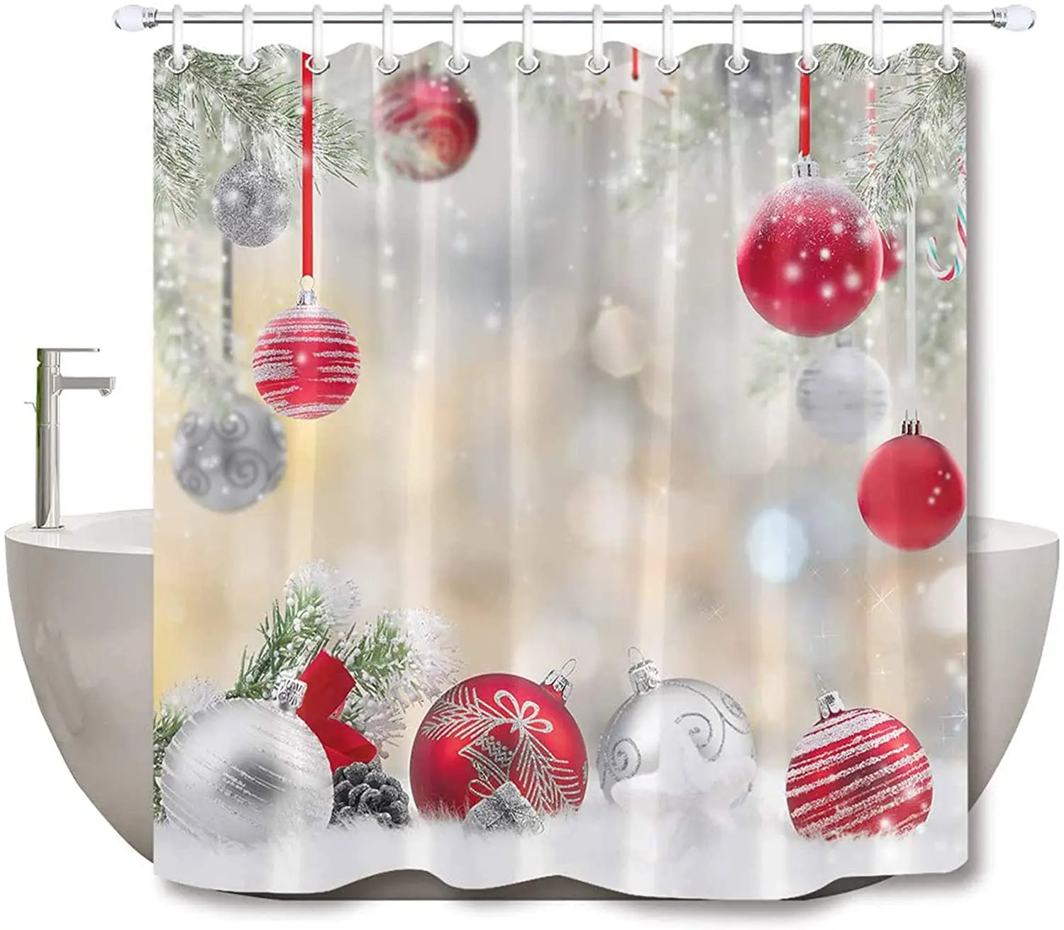 

Christmas 3d snowflake shower curtain no liner brand shower curtains and mats, Printed