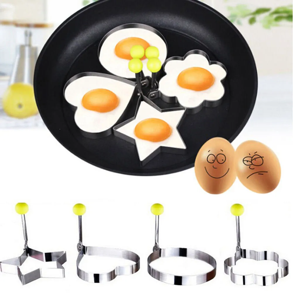 Stainless Steel Fried Egg Mold Pancake Rings Kitchen Cooking Tools 1Pcs 4-Shape