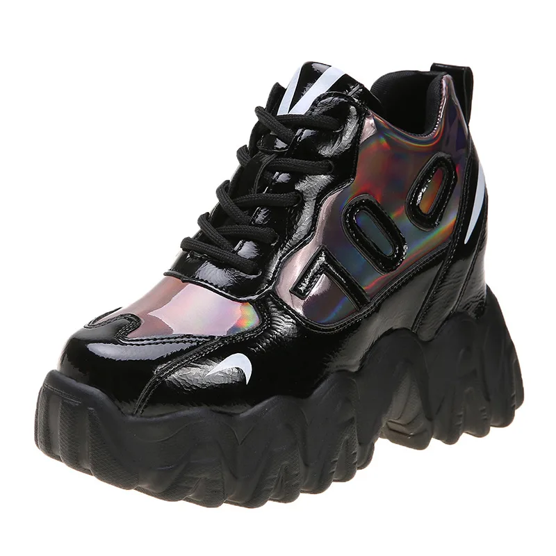 

Hot Trending Women's Fashion Wedge Heel Platform Sneakers, Black/red/grey