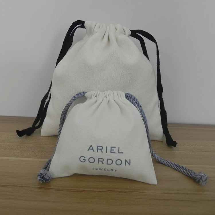 

cotton jewelry bag for pendant with black grosgrain string, Cmyk