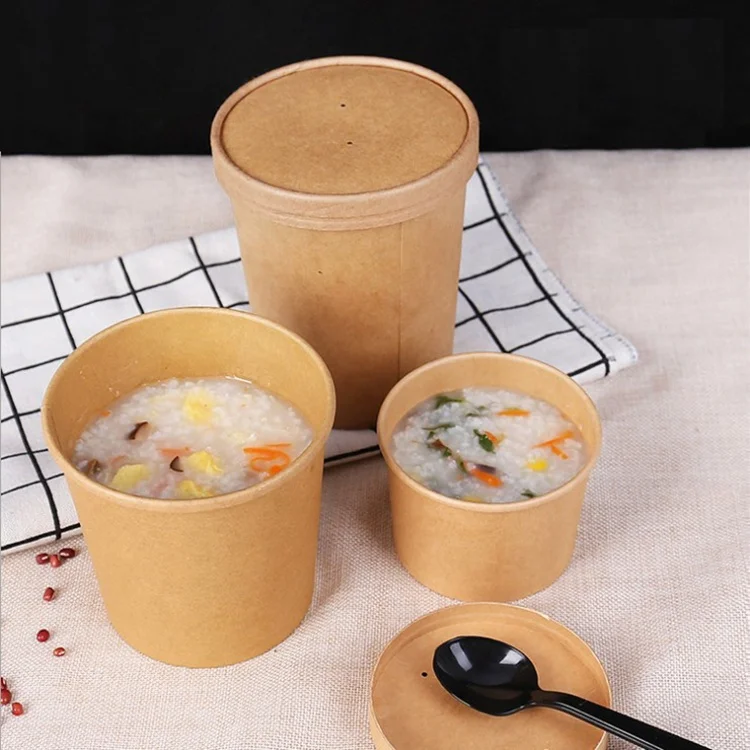 
32 oz chinese soup bowl with lid big volume disposable hot soup paper bowls 