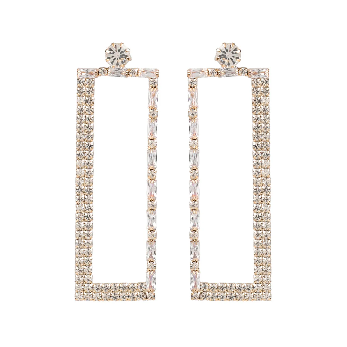 

Simple Luxury Rhinestone Geometric Drop Earrings Sparkling Crystal Rhinestone Rectangle Dangle Earrings