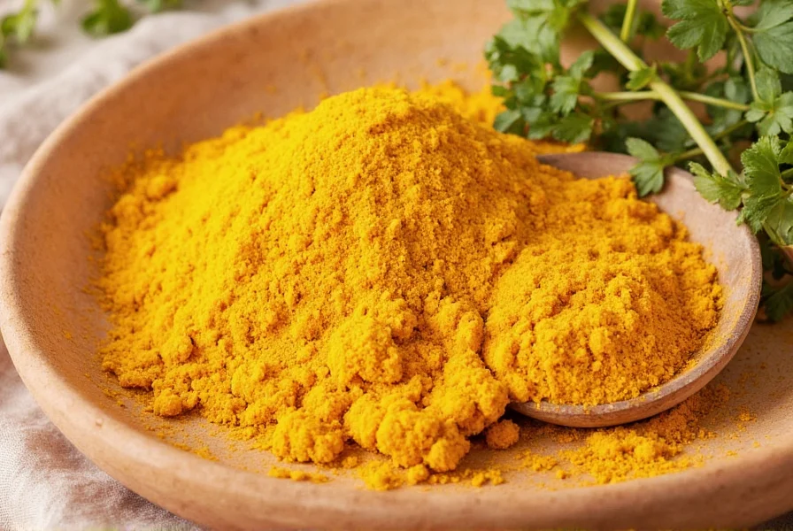 Assortment of turmeric-containing foods including fresh root, powder, and prepared dishes