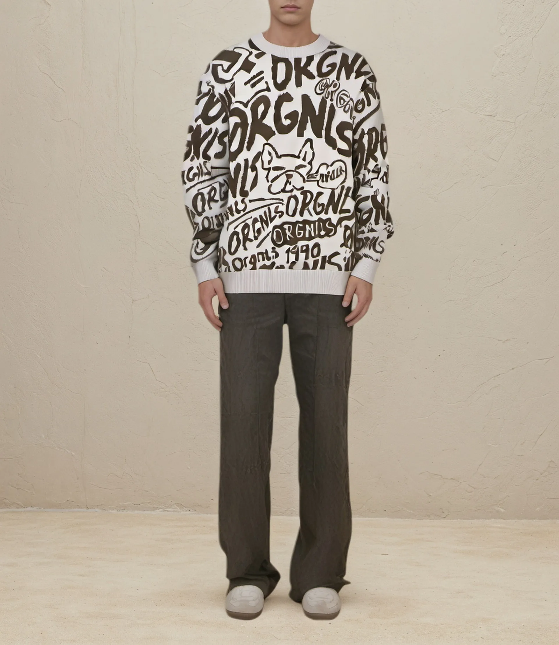 Wholesale Custom Loose Pullover Letter Print Street Style ODM Supply Men's Hip Hop Knitted Sweater
