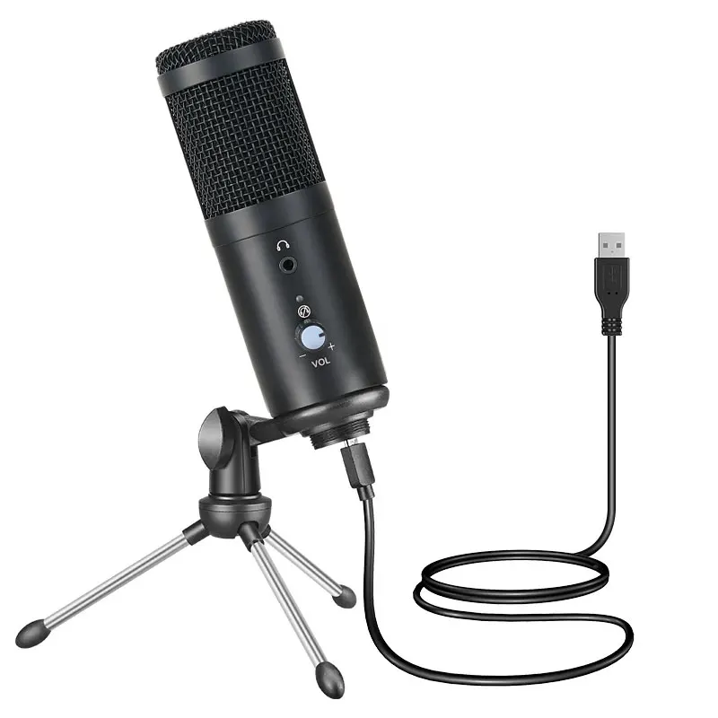 

Professional Condenser Studio Microphone USB Mic with Monitor for Webcast Live, Black