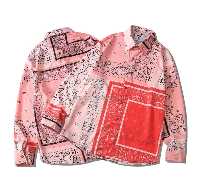 

J&H fashion fall 2021 top quality unisex vintage camisa long sleeve paisley bandana men's shirts casual style
