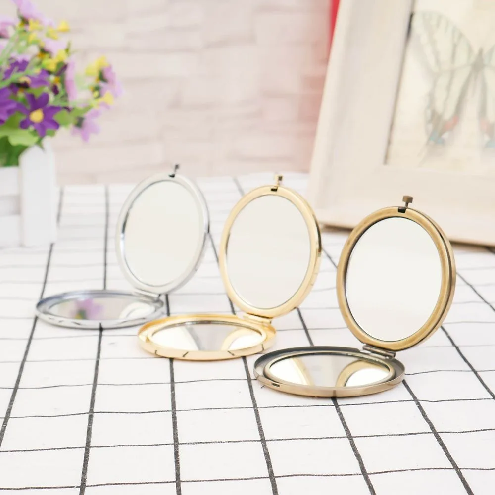 

New 1Pcs Portable Folding Mirror pretty Stainless Steel Metal Makeup Cosmetic Pocket Beauty Accessories