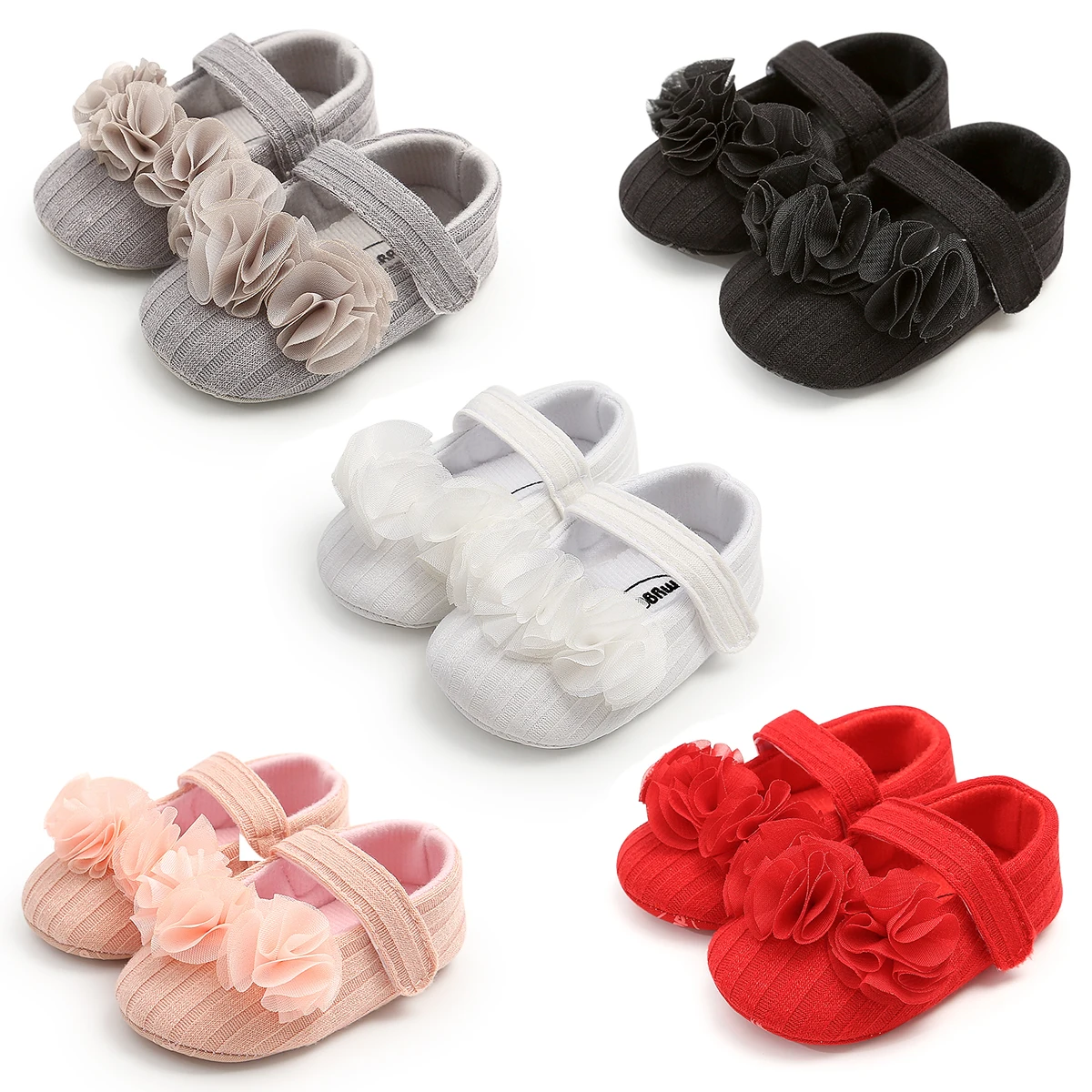 

Hot selling Cotton yarn Flower ball Party ballet toddler girl baby dress shoes, 5 colors