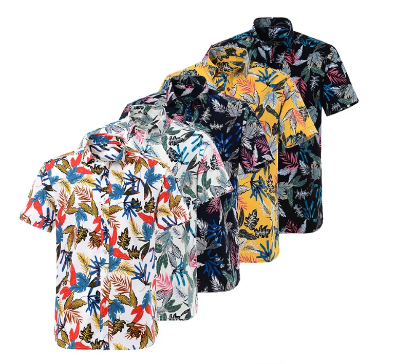 

Factory Hot SalesSummer Holiday tropical shirts mens hawaiian shirts casual floral print short sleeve button down shirt