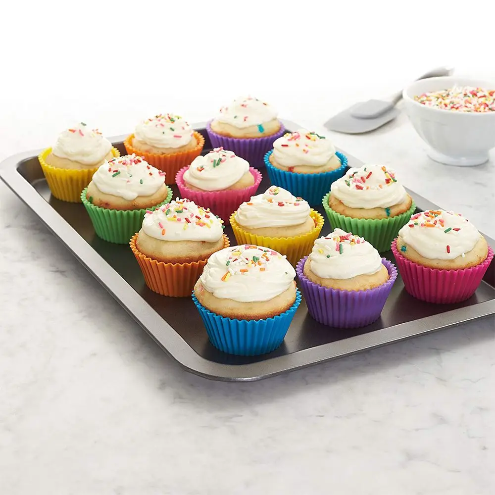 
12pcs/Set Silicone Cake Mold Round Shaped Muffin Cupcake Baking Molds Kitchen Cooking Bakeware Maker DIY Cake Decorating Tools 