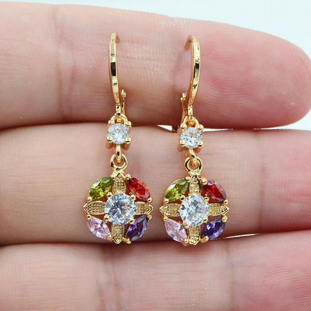 

Colorful Zircon Earrings Rhinestone Crystal Gold Color Hoop Earrings for Women Party Jewelry Accessories Gifts