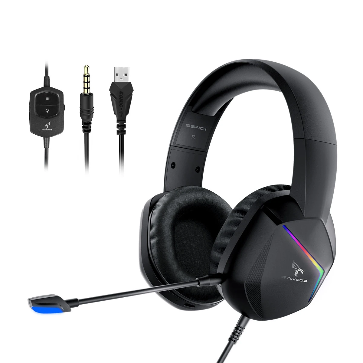 

hot product GS401 PC gaming headset headphone 7.1 with 3.5mm USB LED light Bass Stereo wired Earphone