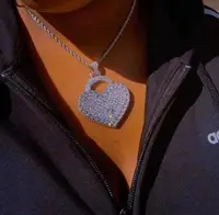 

foxi women bling diamond necklace white cubic zirconia valentine's heart choker necklace