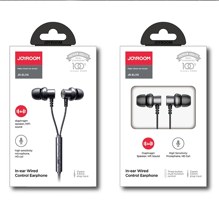 

joyroom metal cheap alibaba wired earphone, Silver,gray