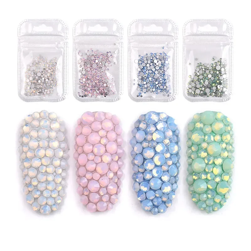 

Yantuo Wholesale Mixed Size Opal Color Small Bag Flat Back Nail Art Rhinestones Glass Stone Round For Nail Art Design