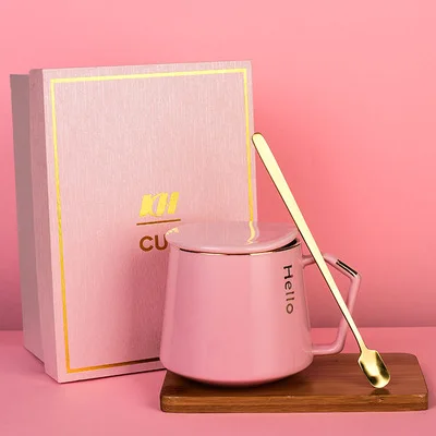 

Creative Coffee Milk Cup Nordic Cup Lovers With Spoon Gift Ceramic Mug, Blue