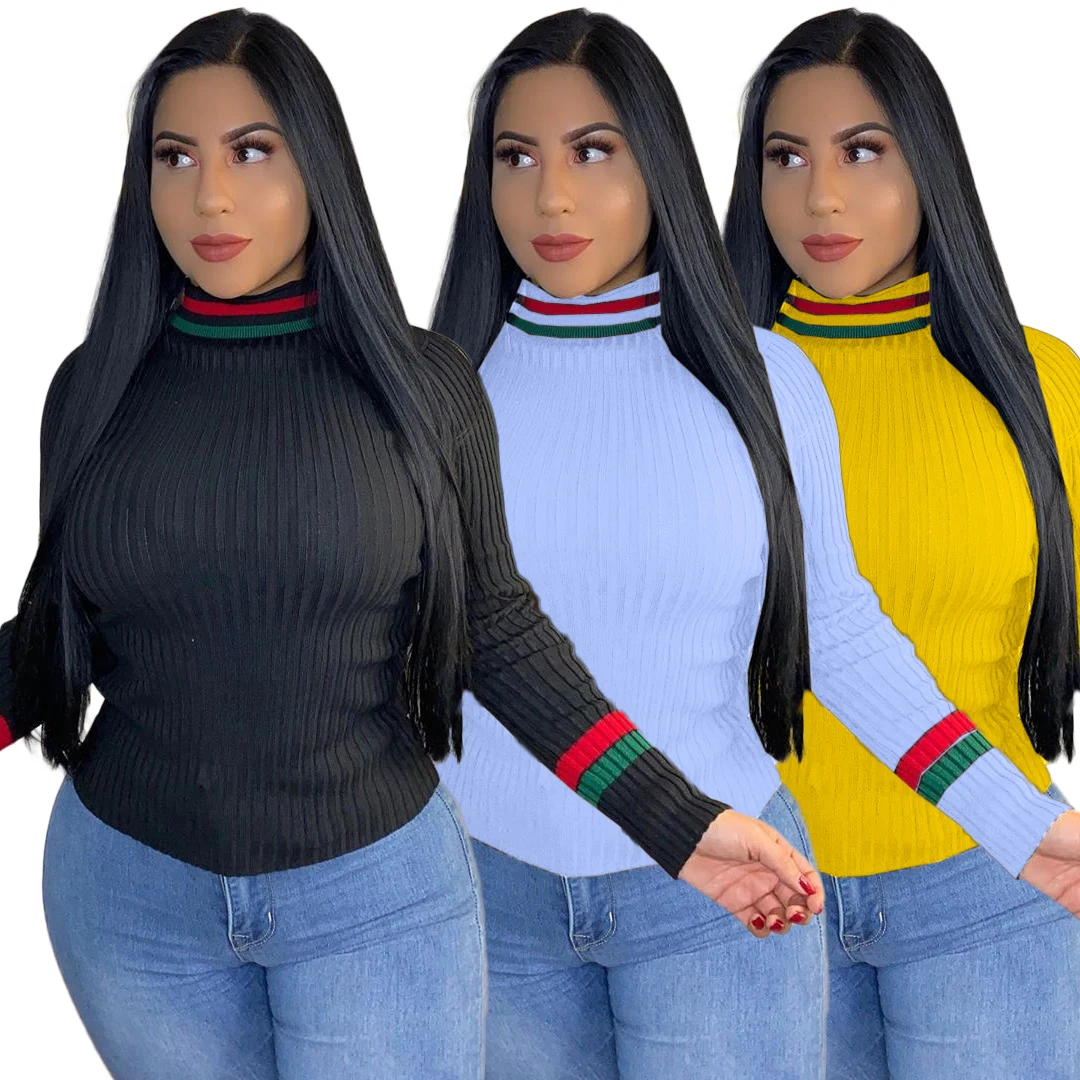 

QY5143 New 2019 wholesale tops for women in solid colors, Black\white\yellow