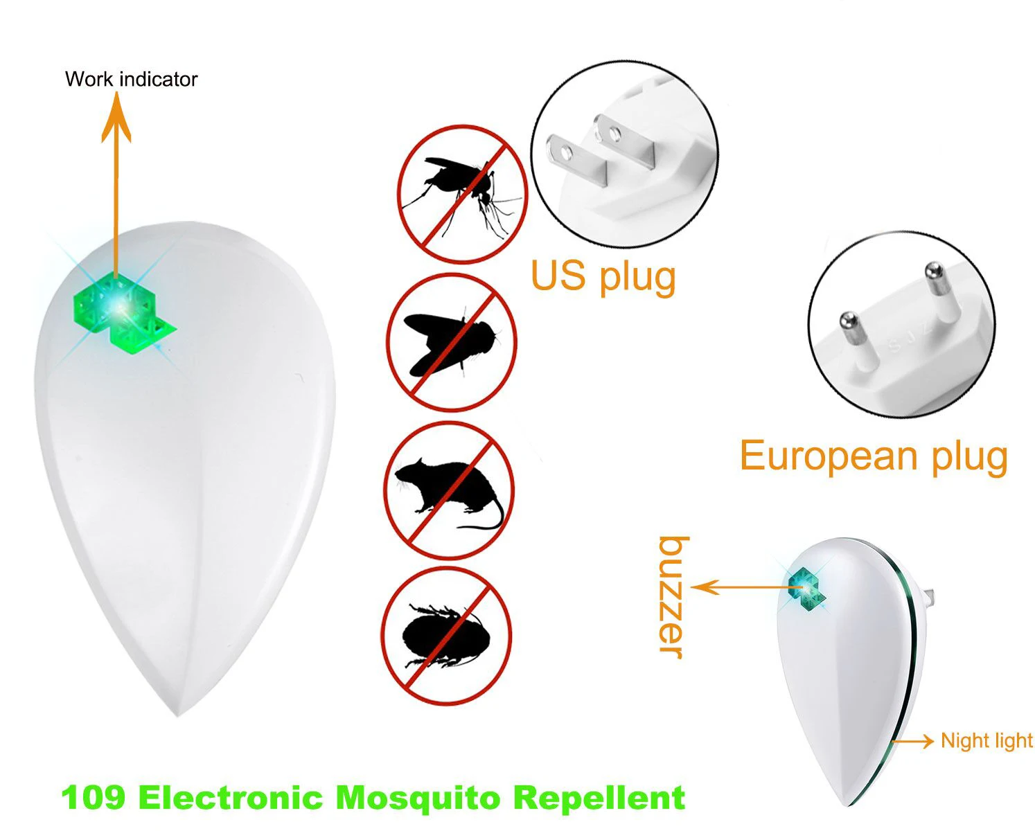 

Home ultrasonic run away the rats ant mice lizard bug repellents cocroch lam pest control in bed insect chaser rat repellent, White