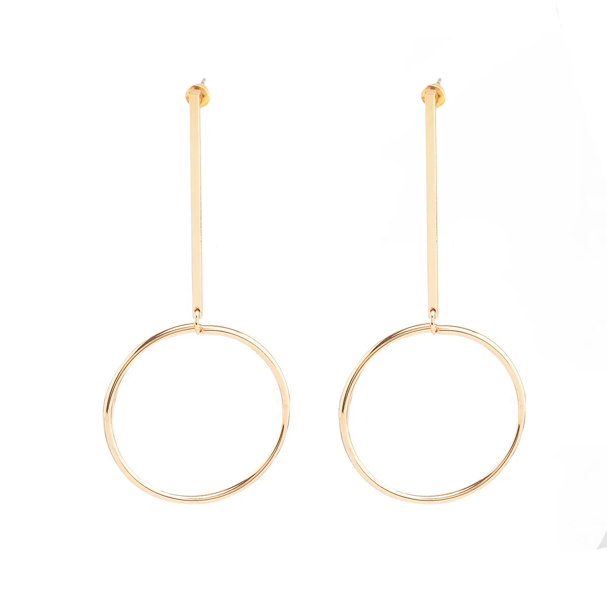 

2021 Wholesale Exaggerated Personality Copper Hoop Stud Earrings Metal Bar Earrings For Woman Dangle Earrings, As picture