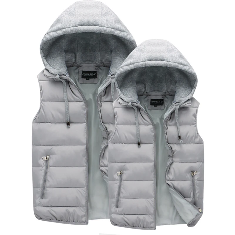 

New fashion Winter Men Bubble Jacket Vest Plus Size Waterproof Lightweight Sleeveless Down Jacket Hooded Vest Men
