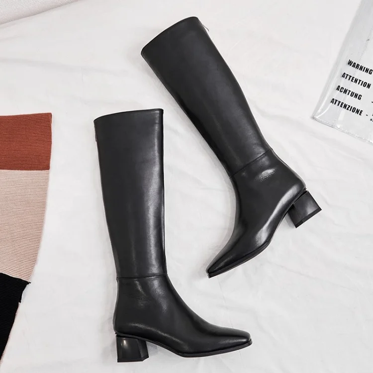 

low heel leather back zipper knee high boots women shoes winter, Zebra
